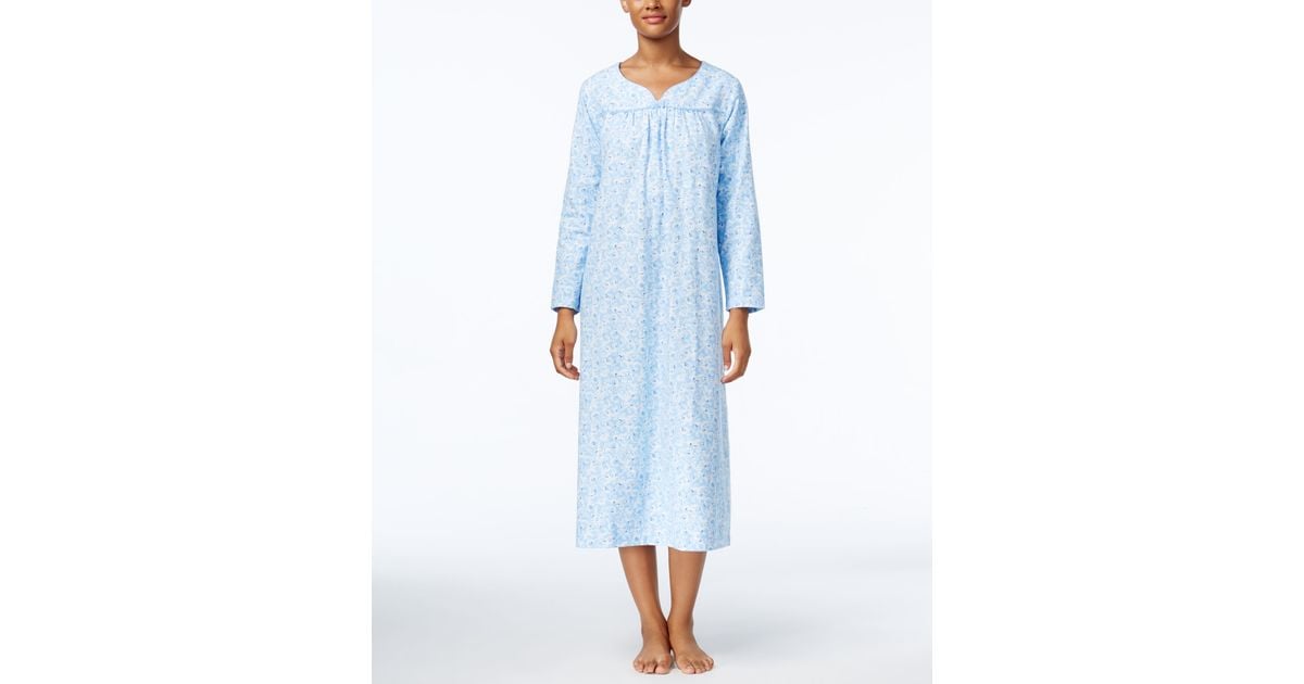 Charter club Printed Flannel Nightgown, Only At Macy's in Blue | Lyst